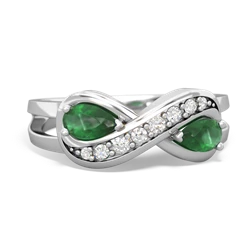 Emerald Diamond Infinity 14K White Gold ring R5390