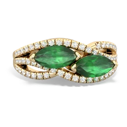 Emerald Diamond Rivers 14K Yellow Gold ring R3070