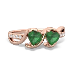 Emerald Side By Side 14K Rose Gold ring R3090