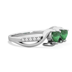 Emerald Side By Side 14K White Gold ring R3090