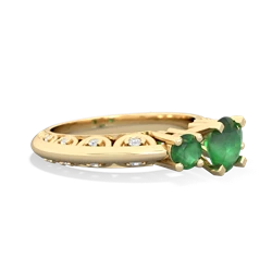 Emerald Art Deco Eternal Embrace Engagement 14K Yellow Gold ring C2003