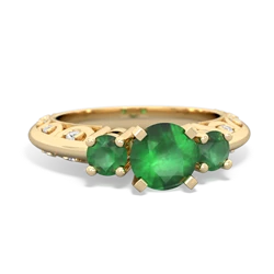 Emerald Art Deco Eternal Embrace Engagement 14K Yellow Gold ring C2003