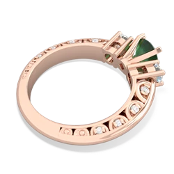 Emerald Art Deco Diamond 6Mm Round Engagment 14K Rose Gold ring R2003