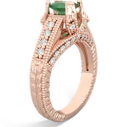 Emerald Antique Style Milgrain Diamond 14K Rose Gold ring R2028