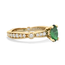 Thumbnail for Emerald Milgrain Antique Style 14K Yellow Gold ring R26297VL - hand 1 view