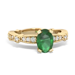 Thumbnail for Emerald Milgrain Antique Style 14K Yellow Gold ring R26297VL - top view