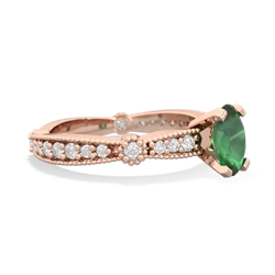 Emerald Sparkling Tiara 7X5mm Oval 14K Rose Gold ring R26297VL