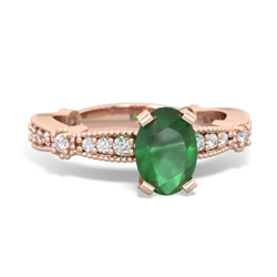 Emerald Sparkling Tiara 7X5mm Oval 14K Rose Gold ring R26297VL