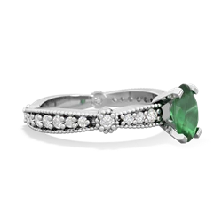 Emerald Sparkling Tiara 7X5mm Oval 14K White Gold ring R26297VL