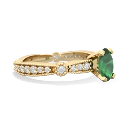 Emerald Sparkling Tiara 7X5mm Oval 14K Yellow Gold ring R26297VL