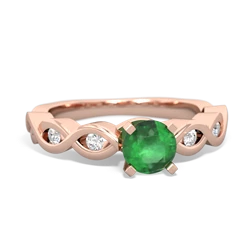 Emerald Infinity 5Mm Round Engagement 14K Rose Gold ring R26315RD