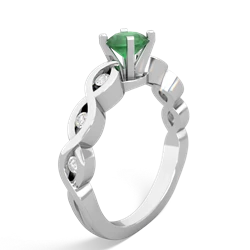 Emerald Infinity 5Mm Round Engagement 14K White Gold ring R26315RD