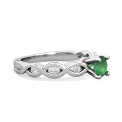 Emerald Infinity 5Mm Round Engagement 14K White Gold ring R26315RD