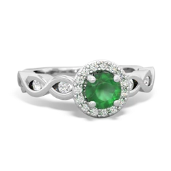 Emerald Infinity Halo Engagement 14K White Gold ring R26315RH