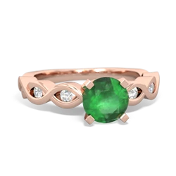 Emerald Infinity 6Mm Round Engagement 14K Rose Gold ring R26316RD