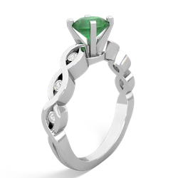 Emerald Infinity 6Mm Round Engagement 14K White Gold ring R26316RD