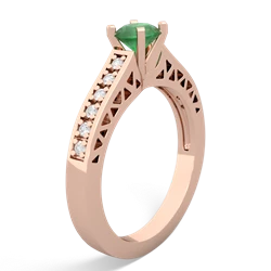 Emerald Art Deco Engagement 5Mm Round 14K Rose Gold ring R26355RD