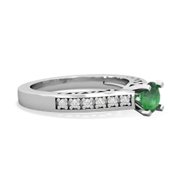 Emerald Art Deco Engagement 5Mm Round 14K White Gold ring R26355RD