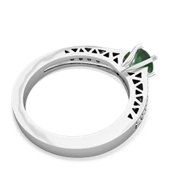 Emerald Art Deco Engagement 5Mm Round 14K White Gold ring R26355RD