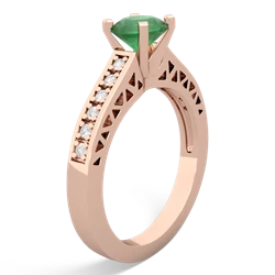 Emerald Art Deco Engagement 6Mm Round 14K Rose Gold ring R26356RD