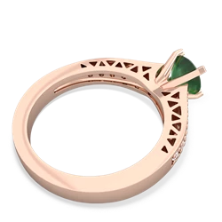 Emerald Art Deco Engagement 6Mm Round 14K Rose Gold ring R26356RD