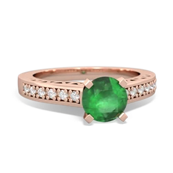 Emerald Art Deco Engagement 6Mm Round 14K Rose Gold ring R26356RD