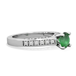 Emerald Art Deco Engagement 6Mm Round 14K White Gold ring R26356RD