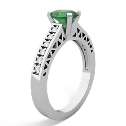 Emerald Art Deco Engagement 7X5mm Oval 14K White Gold ring R26357VL