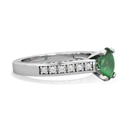 Emerald Art Deco Engagement 7X5mm Oval 14K White Gold ring R26357VL