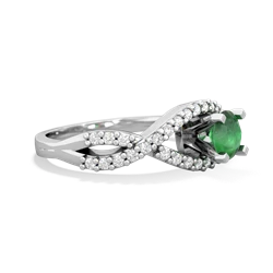Thumbnail for Emerald Diamond Twist 14K White Gold ring R26405RD - hand 1 view