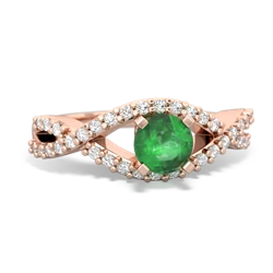 Emerald Diamond Twist 5Mm Round Engagment  14K Rose Gold ring R26405RD