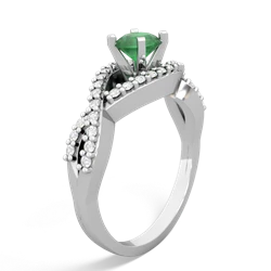 Emerald Diamond Twist 5Mm Round Engagment  14K White Gold ring R26405RD