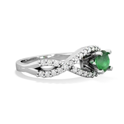 Emerald Diamond Twist 5Mm Round Engagment  14K White Gold ring R26405RD