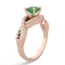 Emerald Diamond Twist 6Mm Round Engagment  14K Rose Gold ring R26406RD