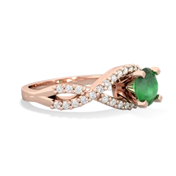 Emerald Diamond Twist 6Mm Round Engagment  14K Rose Gold ring R26406RD