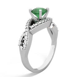 Emerald Diamond Twist 6Mm Round Engagment  14K White Gold ring R26406RD