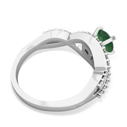 Emerald Diamond Twist 6Mm Round Engagment  14K White Gold ring R26406RD