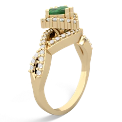 Emerald Diamond Twist 'One Heart' 14K Yellow Gold ring R2640HRT