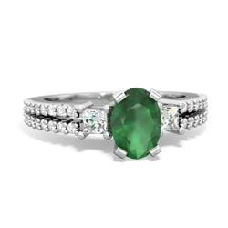 Thumbnail for Emerald Engagement 14K White Gold ring R26437VL - top view