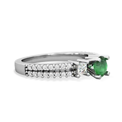 Emerald Classic 5Mm Round Engagement 14K White Gold ring R26435RD