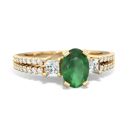 Emerald Classic 7X5mm Oval Engagement 14K Yellow Gold ring R26437VL