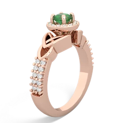 Thumbnail for Emerald Celtic Knot Halo 14K Rose Gold ring R26445RH - side view