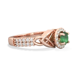 Thumbnail for Emerald Celtic Knot Halo 14K Rose Gold ring R26445RH - hand 1 view
