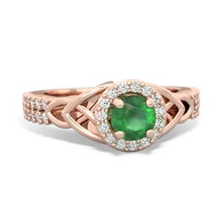 Thumbnail for Emerald Celtic Knot Halo 14K Rose Gold ring R26445RH - top view