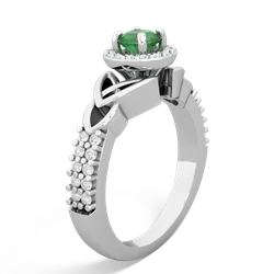 Thumbnail for Emerald Celtic Knot Halo 14K White Gold ring R26445RH - side view