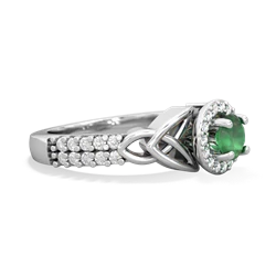 Thumbnail for Emerald Celtic Knot Halo 14K White Gold ring R26445RH - hand 1 view