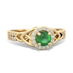 Thumbnail for Emerald Celtic Knot Halo 14K Yellow Gold ring R26445RH - top view