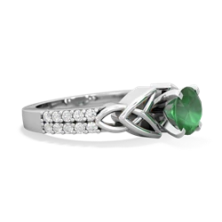Thumbnail for Emerald Celtic Knot Engagement 14K White Gold ring R26446RD - hand 1 view