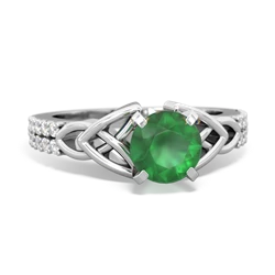 Thumbnail for Emerald Celtic Knot Engagement 14K White Gold ring R26446RD - top view