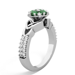 Emerald Celtic Knot Cluster Engagement 14K White Gold ring R26443RD